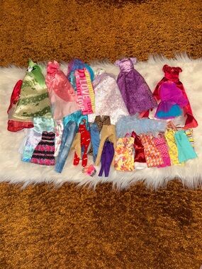 Mixed Color Doll Clothing Bundle — Pink, Purple, Blue & Green Outfit Set